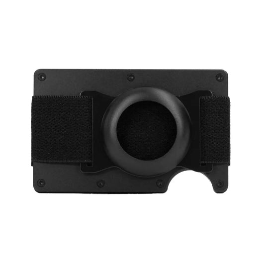 Ferro AirTag cash strap attached to metal wallet, combining cash holding with AirTag tracking.
